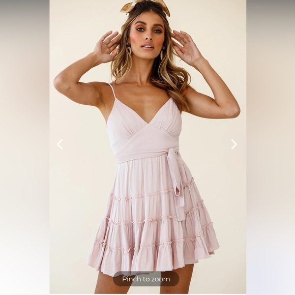 Selfie Leslie Jocelyn Cami strap waist tie frill dress medium - Picture 6 of 13